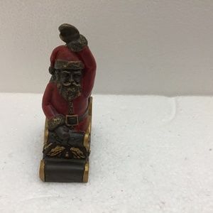 Santa Claus on Sleigh Bell Metal Christmas Holiday Decorations